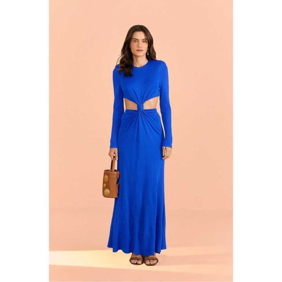 FARM Rio Dresses & Skirts - FARM RIO Knotted Cut Out Royal Blue Maxi Dress